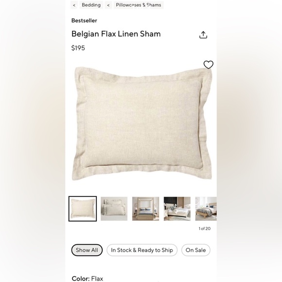 Pottery Barn Belgian Flax Linen Sham